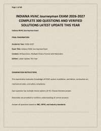 Indiana HVAC Journeyman Exam 2026–2027 – Complete 300 Questions with Verified Solutions PD