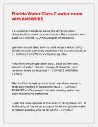 Florida Water Class C water exam with ANSWERS
