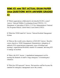 NIMS ICS 400 TEST ACTUAL EXAM PAPER 2026 QUESTIONS WITH ANSWERS GRADED A+
