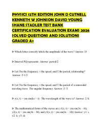 PHYSICS 12TH EDITION JOHN D CUTNELL KENNETH W JOHNSON DAVID YOUNG SHANE STADLER TEST BANK