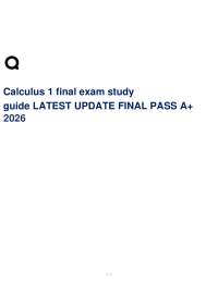 Calculus 1 final exam study guide LATEST UPDATE FINAL PASS A+ 2026