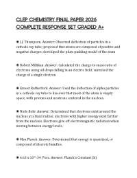 CLEP CHEMISTRY FINAL PAPER 2026 COMPLETE RESPONSE SET GRADED A+