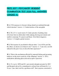 PRITE 2017 1 PSYCHIATRY RESIDENT EXAMINATION TEST 2026 FULL ANSWERS GRADED A+