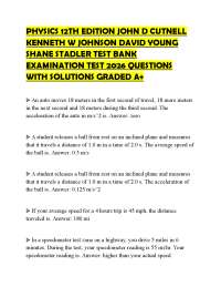 PHYSICS 12TH EDITION JOHN D CUTNELL KENNETH W JOHNSON DAVID YOUNG SHANE STADLER TEST BANK
