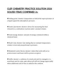 CLEP CHEMISTRY PRACTICE SOLUTION 2026 SOLVED ITEMS CONFIRMED A