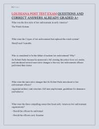 LOUISIANA POST TEST EXAM QUESTIONS AND CORRECT ANSWERS ALREADY GRADED A+