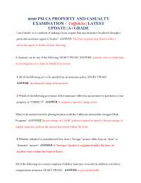 2026 PSI CA PROPERTY AND CASUALTY EXAMINATION / 75Qs&As|LATEST UPDATE|A+GRADE