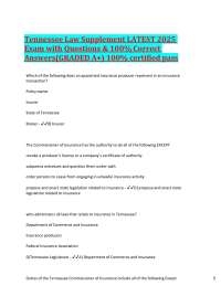 Tennessee Law Supplement LATEST Exam with Questions & 100% Correct Answers(GRADED A+)