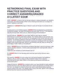 NETWORKING FINAL EXAM WITH PRACTICE QUESTIONS AND CORRECT ANSWERS||GRADED A+|LATEST