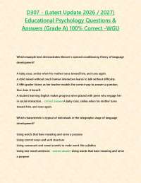 D307 - (Latest Update 2026 / 2027) Educational Psychology Questions & Answers (Grade A) 10