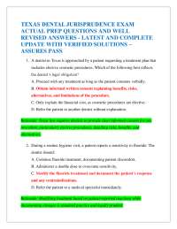 TEXAS DENTAL JURISPRUDENCE EXAM ACTUAL PREP QUESTIONS AND WELL REVISED ANSWERS - LATEST