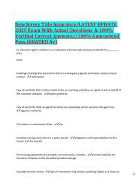 New Jersey Title Insurance/LATEST UPDATE 2025 Exam With Actual Questions & 100% Verified