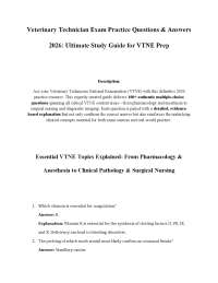Veterinary Technician Exam Practice Questions & Answers 2026: Ultimate Study Guide for VTN