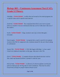 Biology 003 – Continuous Assessment Test (CAT), Grade 12 Theory.