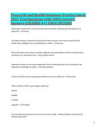 Texas Life and Health Insurance Practice latest Test Questions with 100% Correct An