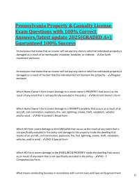 Pennsylvania Property & Casualty License Exam Questions with 100% Correct Answers/latest