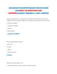 ADVANCED PATHOPHYSIOLOGY HESI RN EXAM 2026|REAL 160 QUESTIONS AND ANSWERS|ALREADY GRADED A