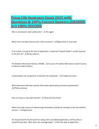 Texas Life Insurance Exam with Questions & 100% Correct Answers (GRADED A+) 100% SUC