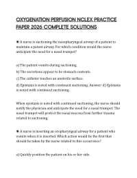 OXYGENATION PERFUSION NCLEX PRACTICE PAPER 2026 COMPLETE SOLUTIONS