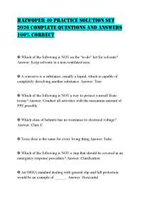 HAZWOPER 40 PRACTICE SOLUTION SET 2026 COMPLETE QUESTIONS AND ANSWERS 100% CORRECT