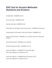 EKG Test for Houston Methodist Questions and Answers