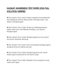 HAZMAT AWARENESS TEST PAPER 2026 FULL SOLUTION VERIFIED