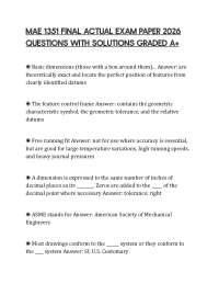 MAE 1351 FINAL ACTUAL EXAM PAPER 2026 QUESTIONS WITH SOLUTIONS GRADED A+