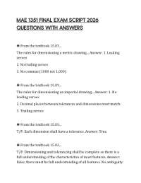 MAE 1351 FINAL EXAM SCRIPT 2026 QUESTIONS WITH ANSWERS