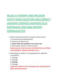 RELIAS IV THERAPY AND INFUSION SAFETY EXAM QUESTION AND CORRECT ANSWERS
