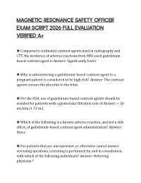 MAGNETIC RESONANCE SAFETY OFFICER EXAM SCRIPT 2026 FULL EVALUATION VERIFIED A+