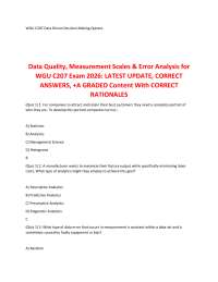 Data Quality, Measurement Scales & Error Analysis for WGU C207 Exam 2026: LATEST UPDATE, C