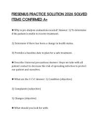 FRESENIUS PRACTICE SOLUTION 2026 SOLVED ITEMS CONFIRMED A+