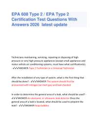 EPA 608 Type 2 / EPA Type 2 Certification Test Questions With Answers 2026 latest update
