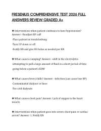 FRESENIUS COMPREHENSIVE TEST 2026 FULL ANSWERS REVIEW GRADED A+