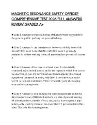 MAGNETIC RESONANCE SAFETY OFFICER COMPREHENSIVE TEST 2026 FULL ANSWERS REVIEW GRADED A+