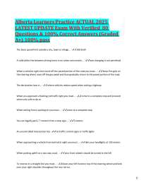 Alberta Learners Practice ACTUAL LATEST UPDATE Exam With Verified 80 Questions & 100