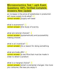 Microeconomics Test 1 uark Exam Questions 100% Verified Complete Answers New Update