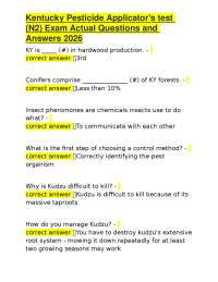 Kentucky Pesticide Applicator's test (N2) Exam Actual Questions and Answers 2026