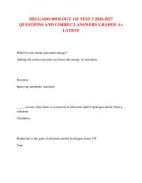 DELGADO BIOLOGY 141 TEST 3 2026-2027 QUESTIONS AND CORRECT ANSWERS GRADED A+ LATEST