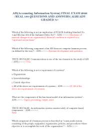 AIS(Accounting Information System) FINAL EXAM 2026 /REAL 180 QUESTIONS AND ANSWERS|ALREADY