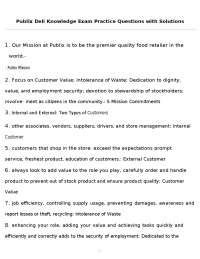 Publix Deli Knowledge Exam Practice Questions with Solutions