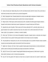 Ortho Final Practical Exam Questions with Correct Answers