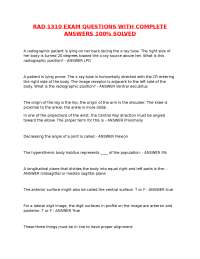 RAD 1310 EXAM QUESTIONS WITH COMPLETE ANSWERS 100% SOLVED.