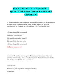 NURS 316 FINAL EXAM (2026-2027) QUESTIONS AND CORRECT ANSWERS GRADED A+