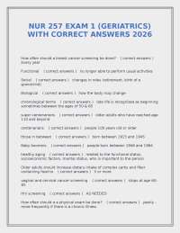 NUR 257 EXAM 1 (GERIATRICS) WITH CORRECT ANSWERS 2026
