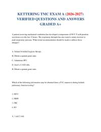 KETTERING TMC EXAM A (2026-2027) VERIFIED QUESTIONS AND ANSWERS GRADED A+