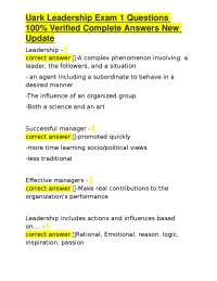 Uark Leadership Exam 1 Questions 100% Verified Complete Answers New Update