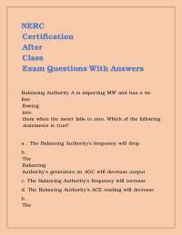 NERC Certification After Class Exam Questions With Answers