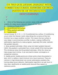 CS 7643 QUIZ 2/EXAM: 2026/2027 WITH CORRECT/ACCURATE ANSWERS (GEORGIA INSTITUTE OF TECHNOL