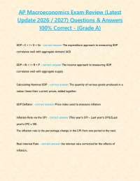 AP Macroeconomics Exam Review (Latest Update 2026 / 2027) Questions & Answers 100% Correct